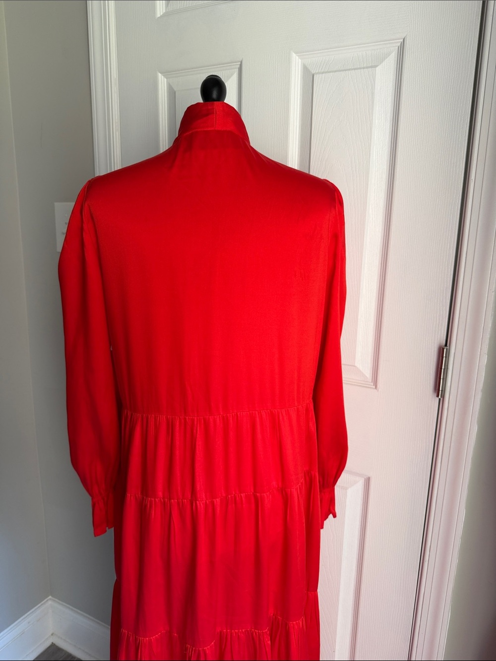 Zara Red Bow-Tie Tiered Maxi Dress Large - Picture 5 of 8